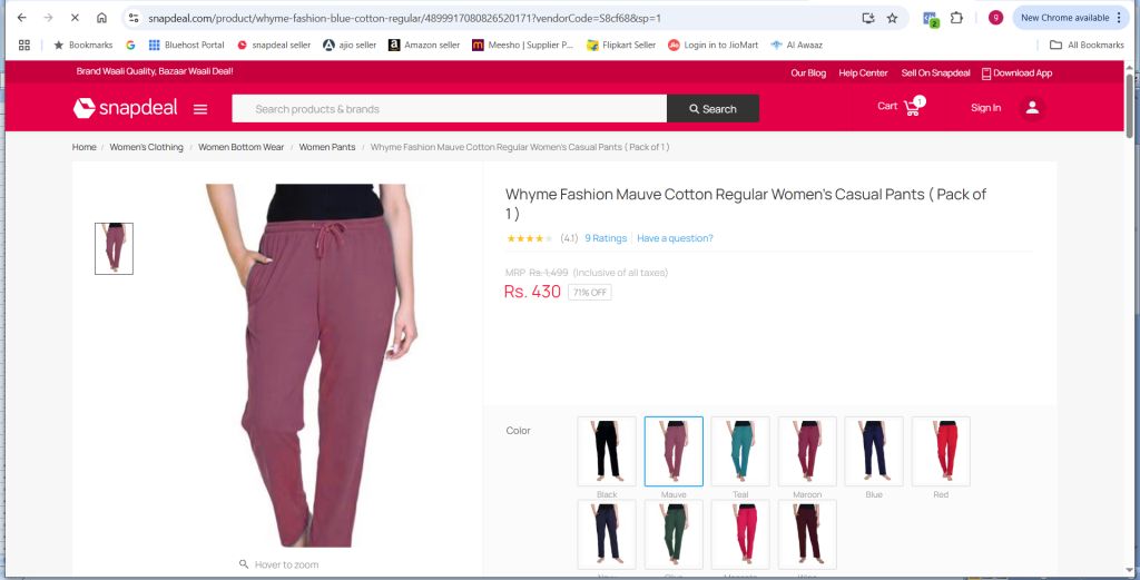 coton pyjama review from snapdeal
