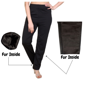 Unisex Fleece-Lined Jeggings with Cotton Elastane Blend and Elastic Waistband - 2XL, Black