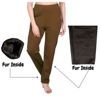 Unisex Fleece-Lined Jeggings with Cotton Elastane Blend and Elastic Waistband - 2XL, Brown