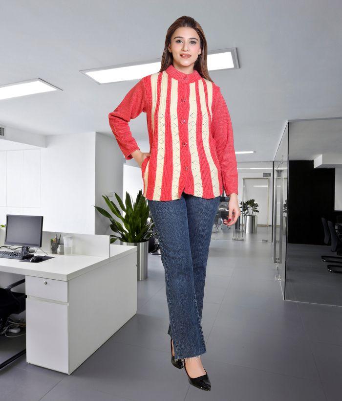 Women’s Cozy Button-Front Acrylic Sweater – Soft, Warm & Stylish Knitwear by HEteSHE