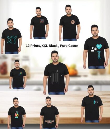 Men’s T-Shirt – Bio-Wash Cotton, Sporty Chest Print ( 12 Prints to Choose from), XXL Size – Premium Quality & Durable Fit