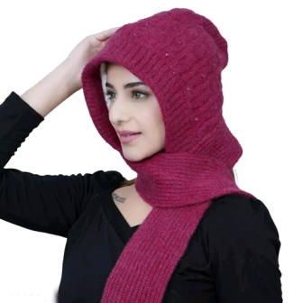 Women's Noori Muffler with Attached Cap - Acrylic & Wool Blend with Fur Lining for Extreme Winter Warmth - Image 14