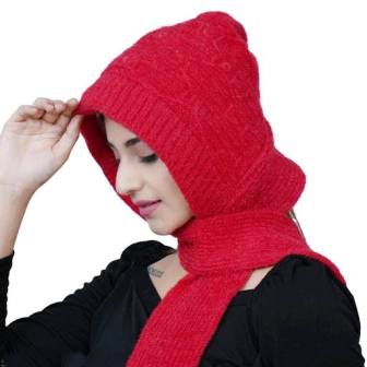 Women's Noori Muffler with Attached Cap - Acrylic & Wool Blend with Fur Lining for Extreme Winter Warmth - Image 13