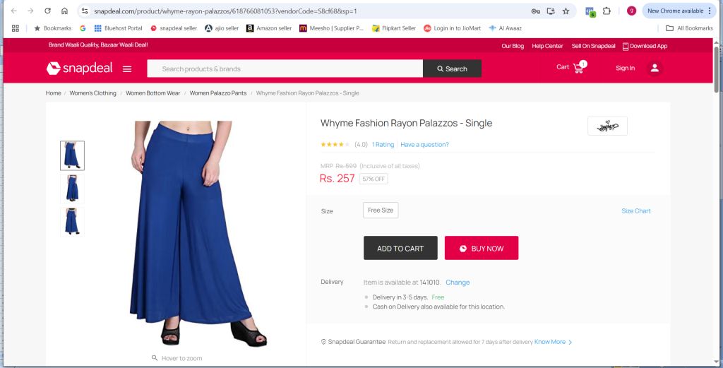 rayon palazo review from snapdeal