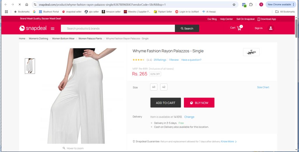 rayon palazo review from snapdeal