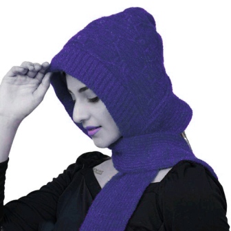 Women's Noori Muffler with Attached Cap - Acrylic & Wool Blend with Fur Lining for Extreme Winter Warmth - Image 12