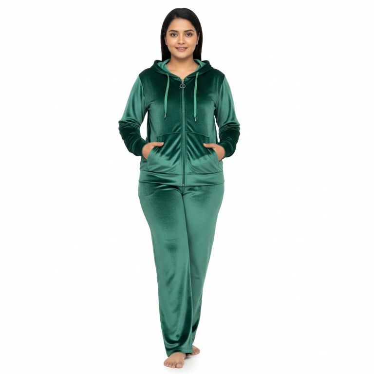 velvet tracksuit algae green