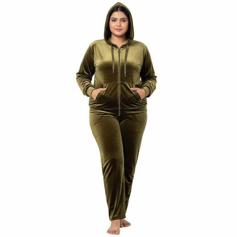 velvet tracksuit olive
