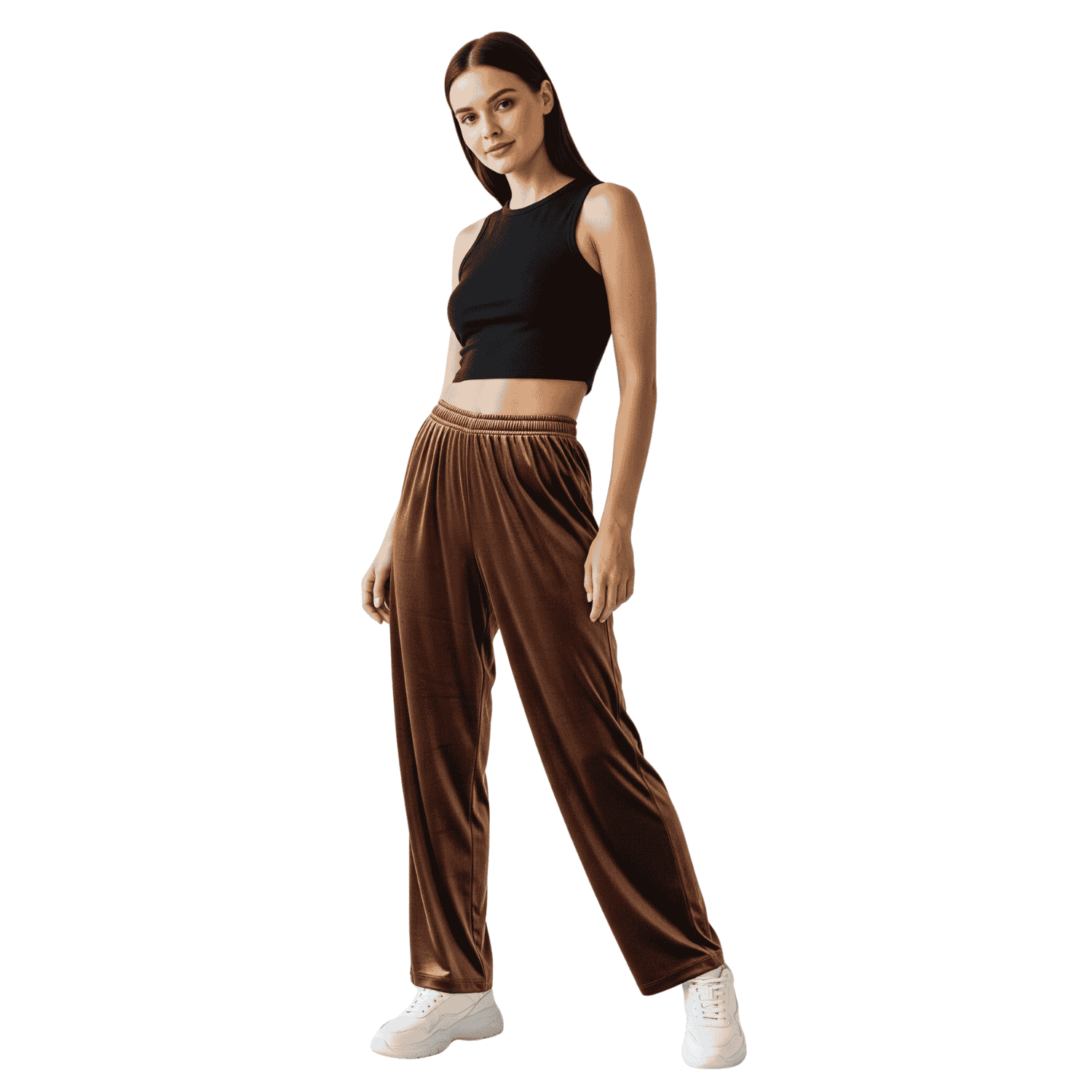 velvet women pyjama without pocket brown