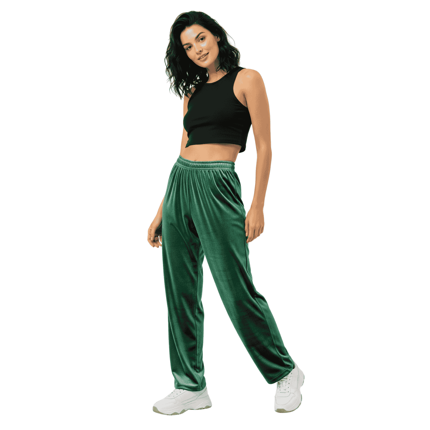 velvet women pyjama without pocket green