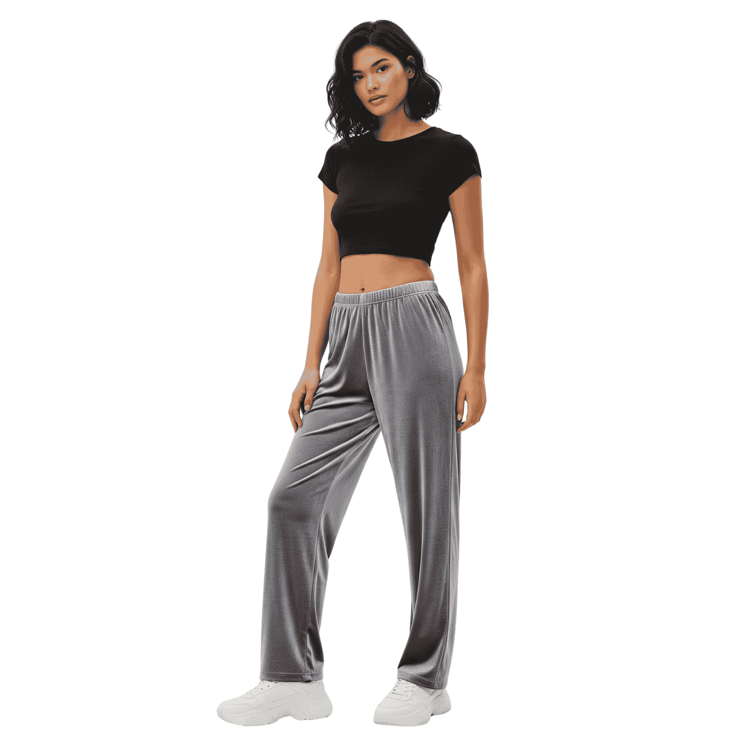 velvet women pyjama without pocket grey