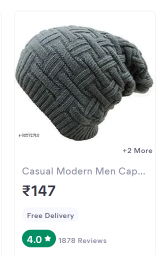 beanie cap grey reviews on meesho