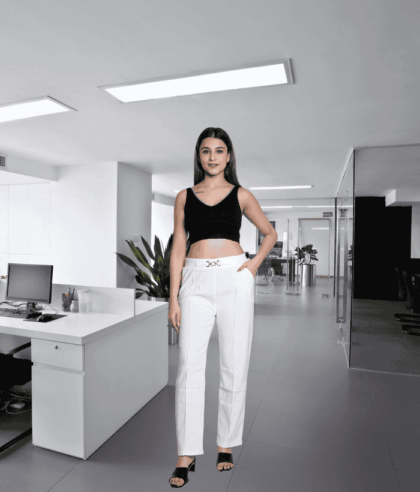 Women’s Semi-Formal Stretchable Summer Pants with Elegant Pintex Design