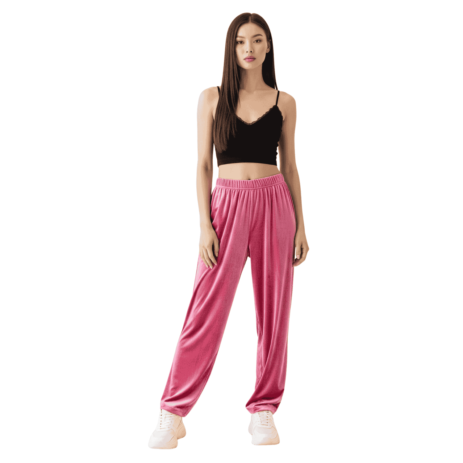 velvet women pyjama without pocket pink