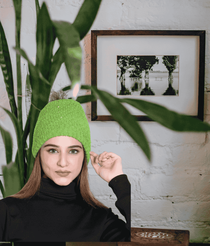 pompom ladies woollen cap with fur inside main image