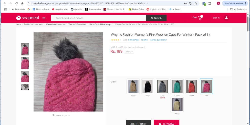 pompom ladies cap review snapdeal