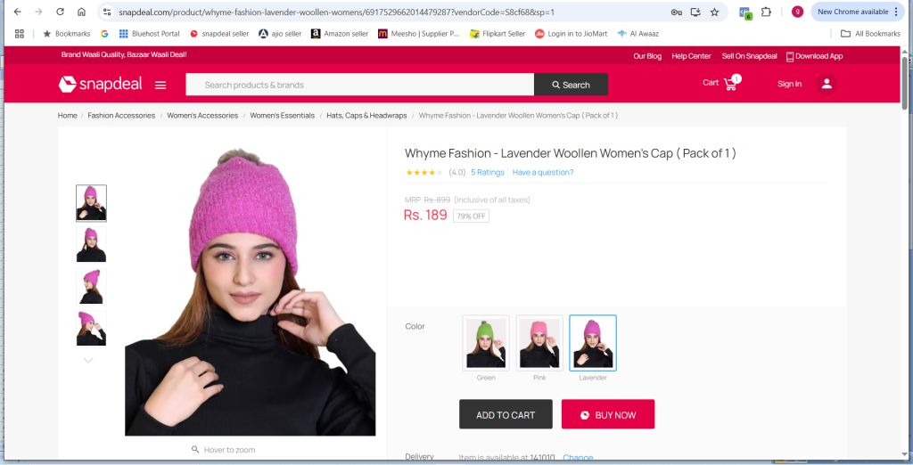 pompom ladies cap review snapdeal