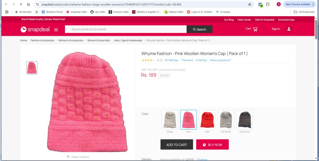 Women’s Wool Blend Winter Cap with Fur Lining & Elegant Bead Work | Knitted Jacquard Beanie | Available in 11 Colors - Image 6