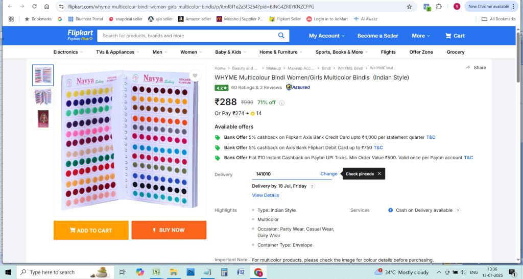 multicolor bindi book for women flipkart