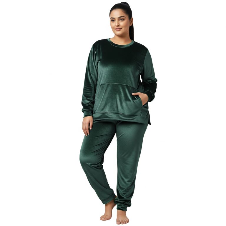 Velvet Co-ord Set Tracksuit Algae Green
