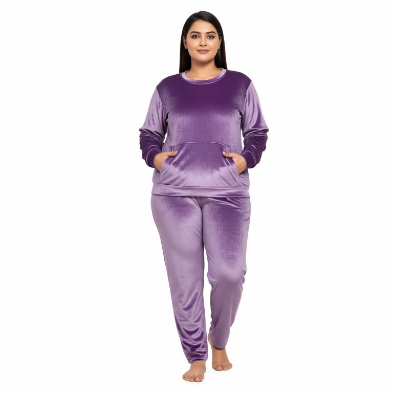 Velvet Co-ord Set Tracksuit Light Lavender