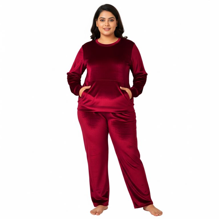 Velvet Co-ord Set Tracksuit Maroon