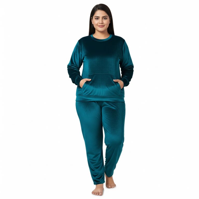 Velvet Co-ord Set Tracksuit Teal