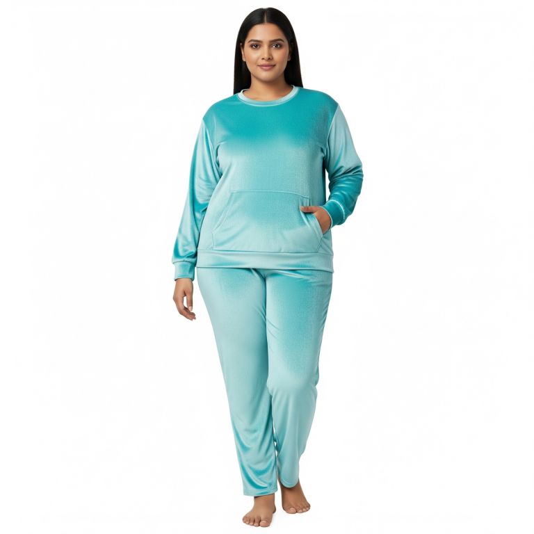 Velvet Co-ord Set Tracksuit Turquoise