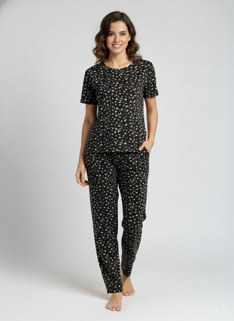 malai nightsuit black heart for women