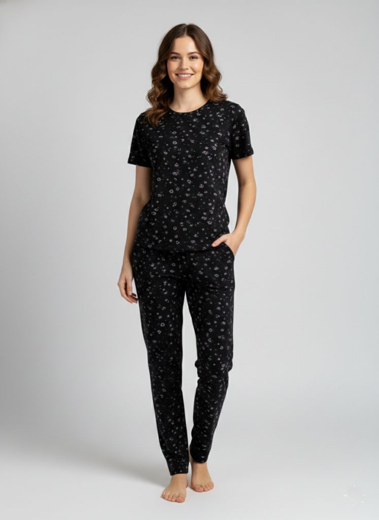 malai nightsuit black pebbel for women