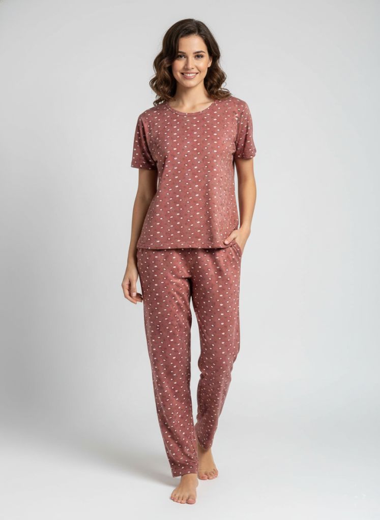 malai nightsuit rust with heart for women