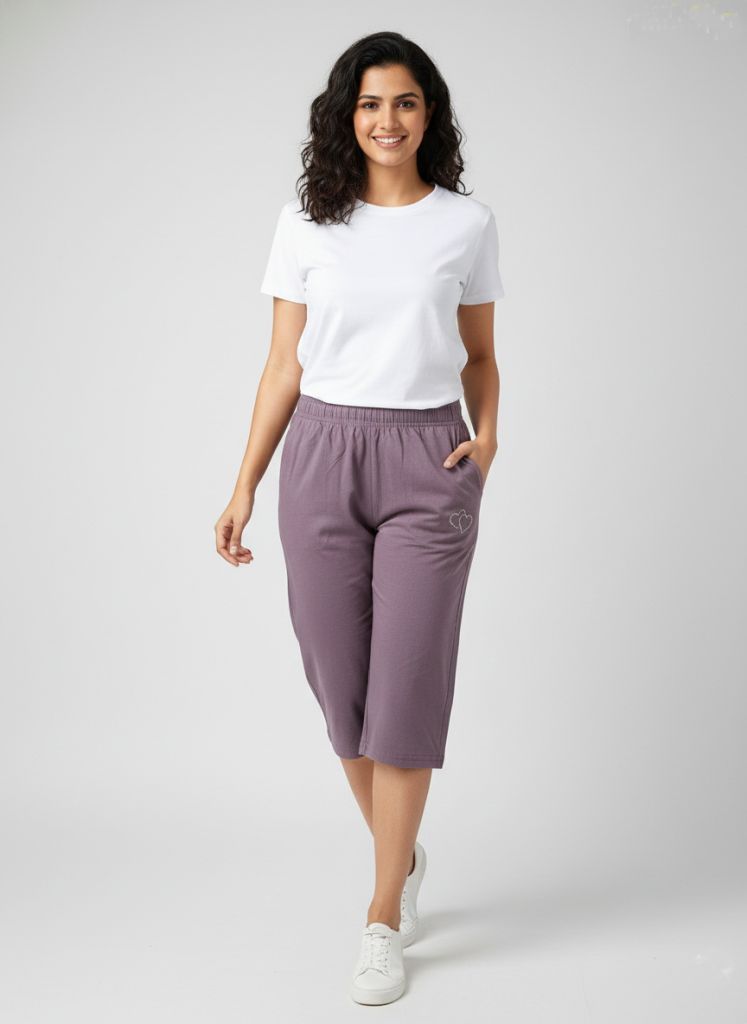 mauve coton capri