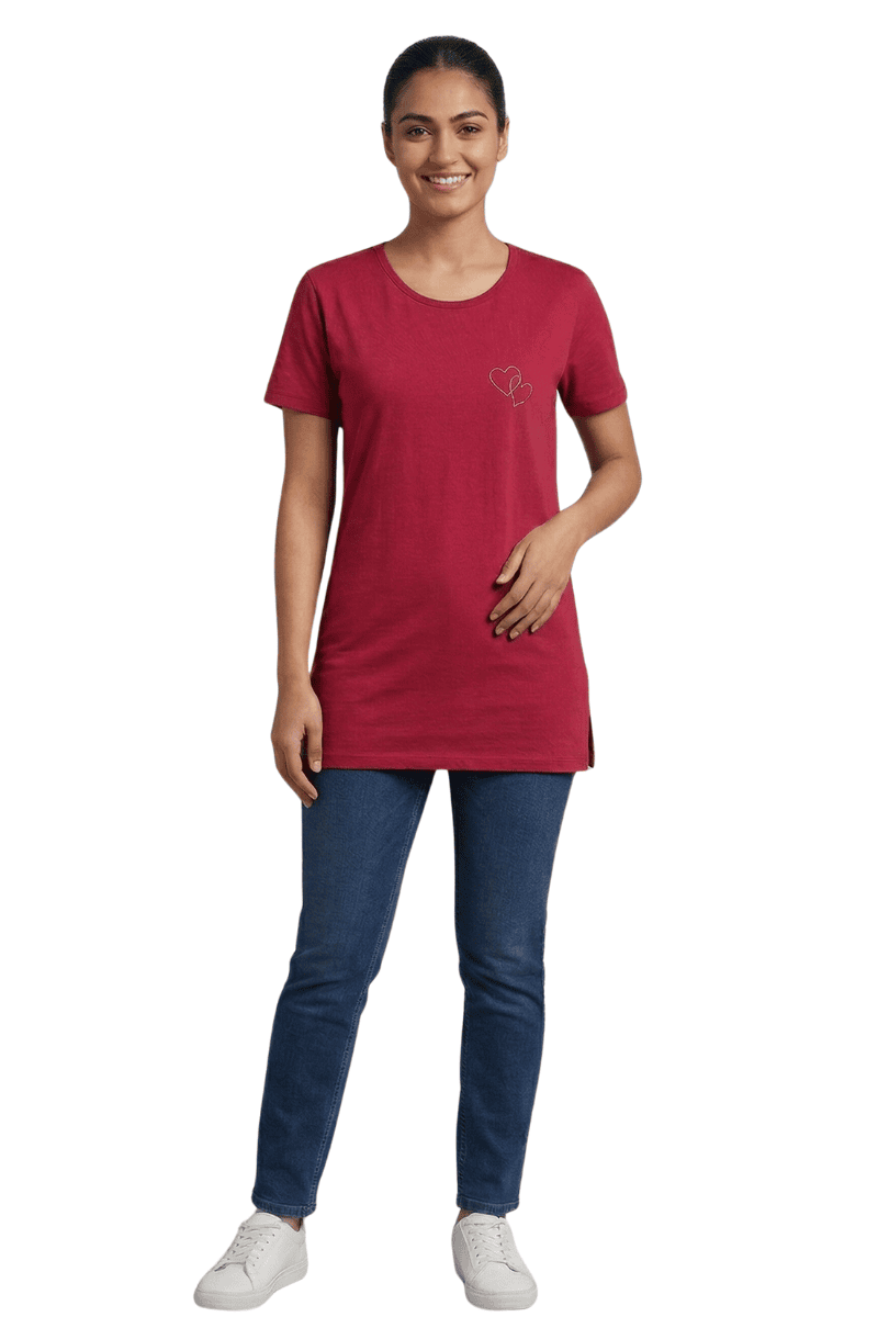maroon tshirt women front