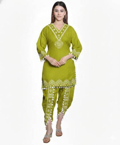 dhoti kuri set co-ord set flouroscent green