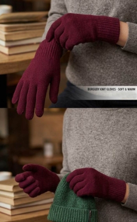 maroon lambswool gloves