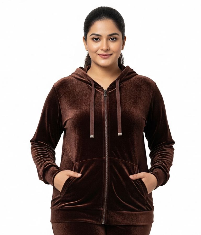 velvet zipper dark brown