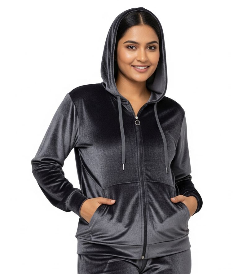 velvet zipper dark grey