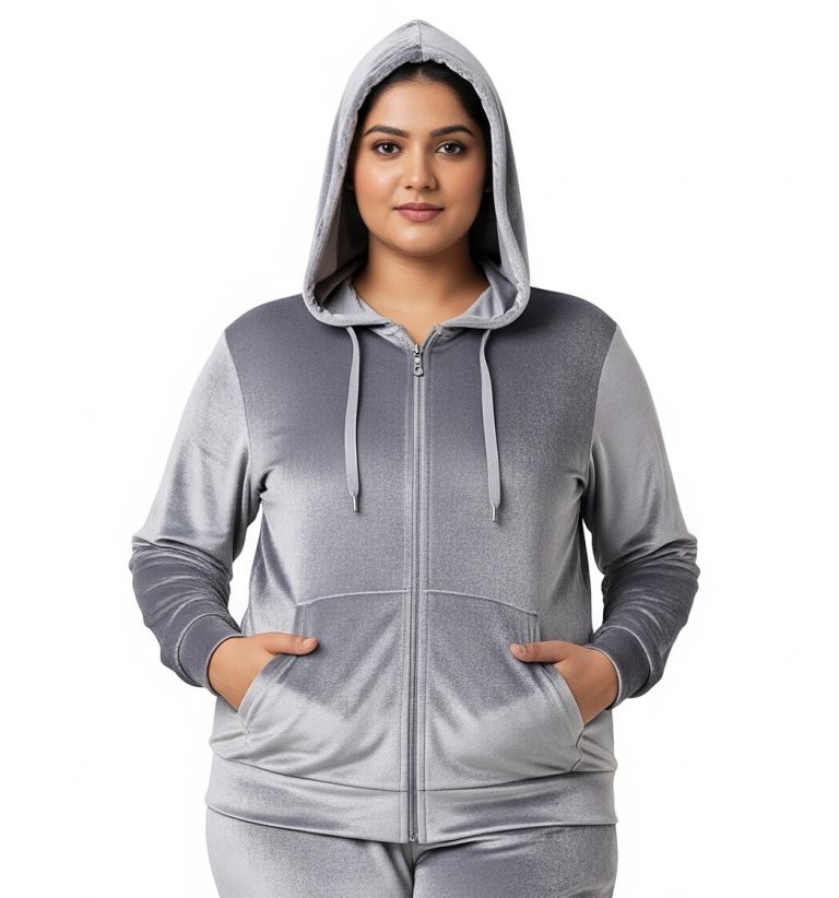 velvet zipper light grey