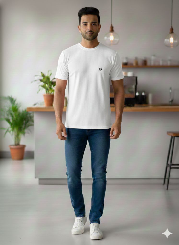 men tshirt herringbone texture white