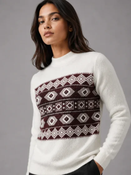 dark maroon aster hair women winter woollen sweater