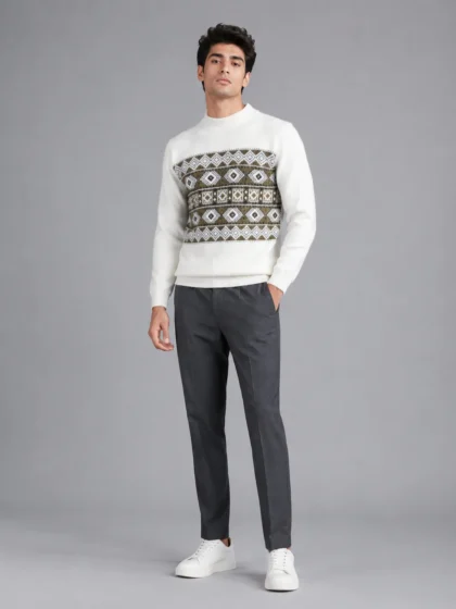 olive crew neck winter wool sweater