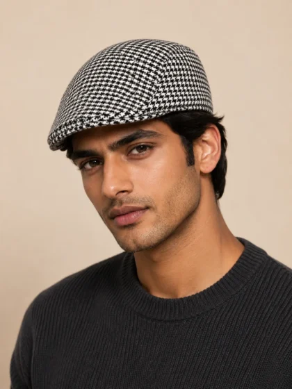 chess jacquard black white golf men cap