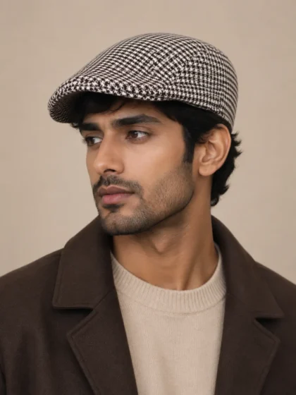 chess jacquard brown white golf men cap