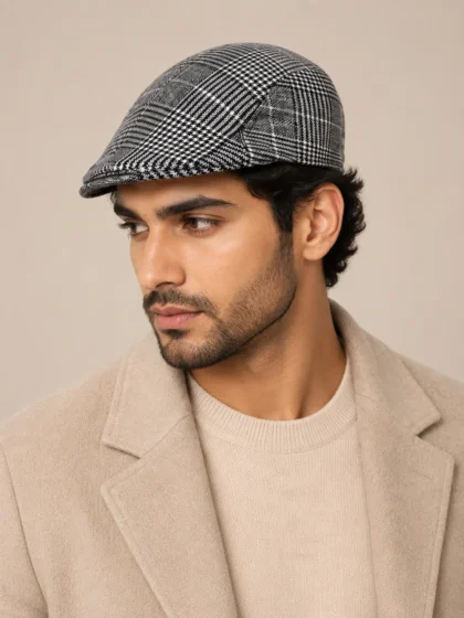 black white guitar jacquard golf men woollen cap