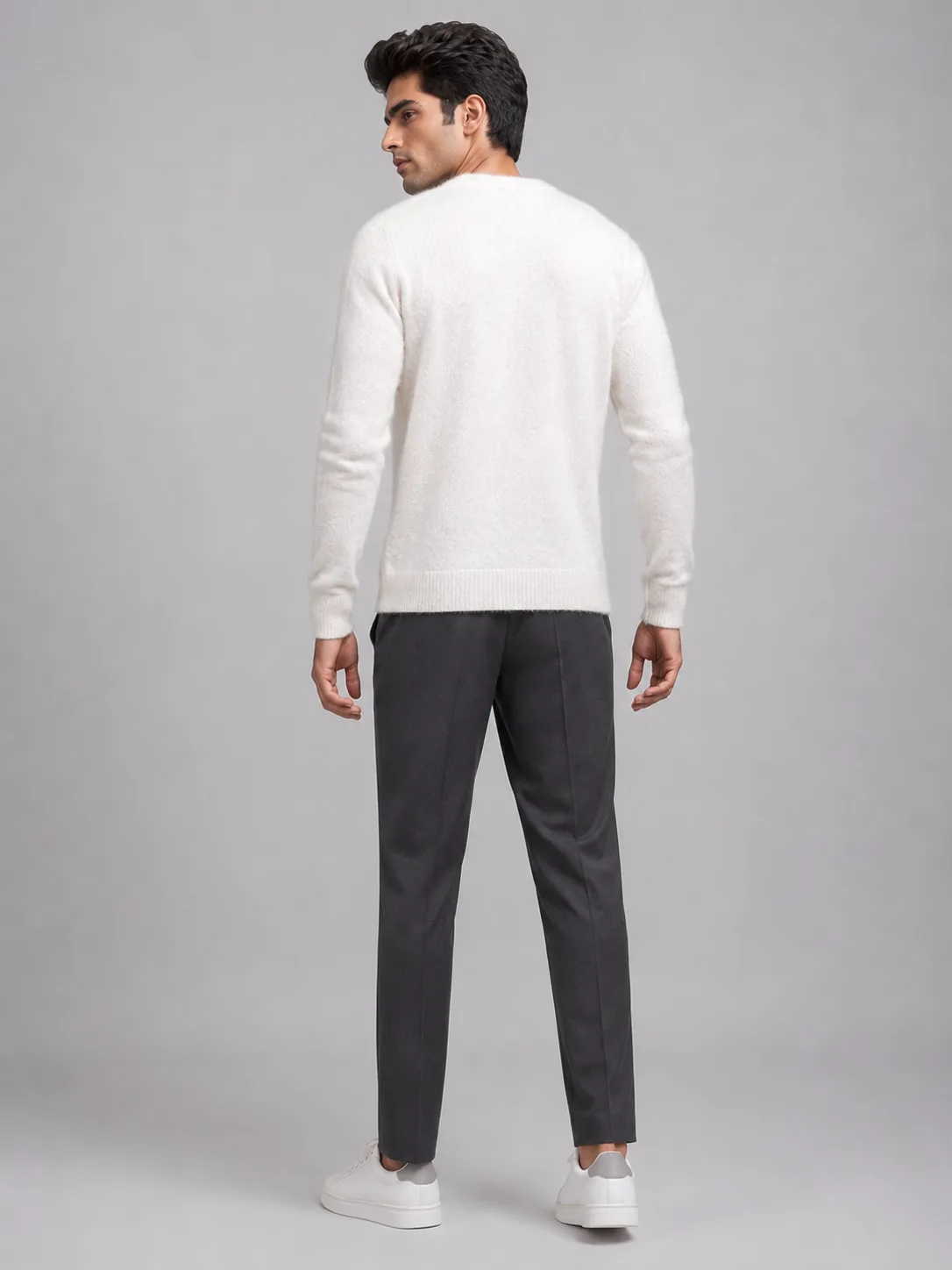 HETESHE CASSIAN Knit Sweater for Men | 100% Hair Nylon Anti-Pilling Winter Pullover | Full Sleeve Round Neck Jacquard Self Design | Regular Fit - Image 2