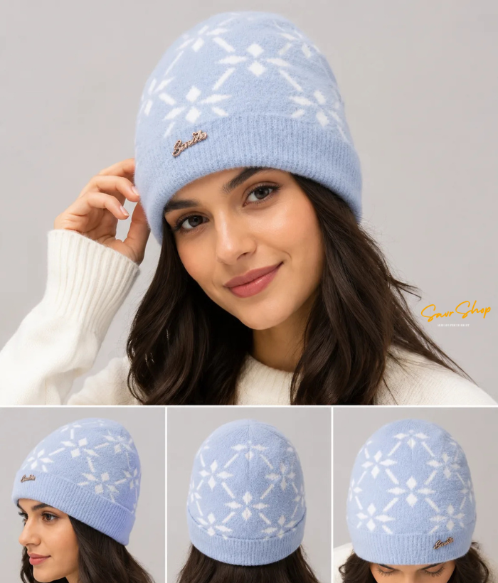 flower design lambswool women winter cap main image