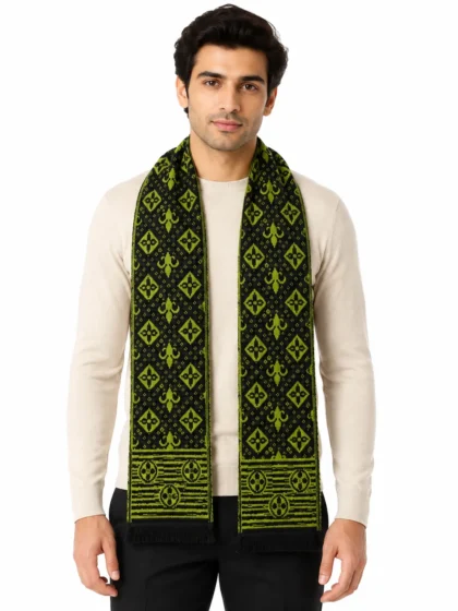 green sword jacquard men woollen muffler