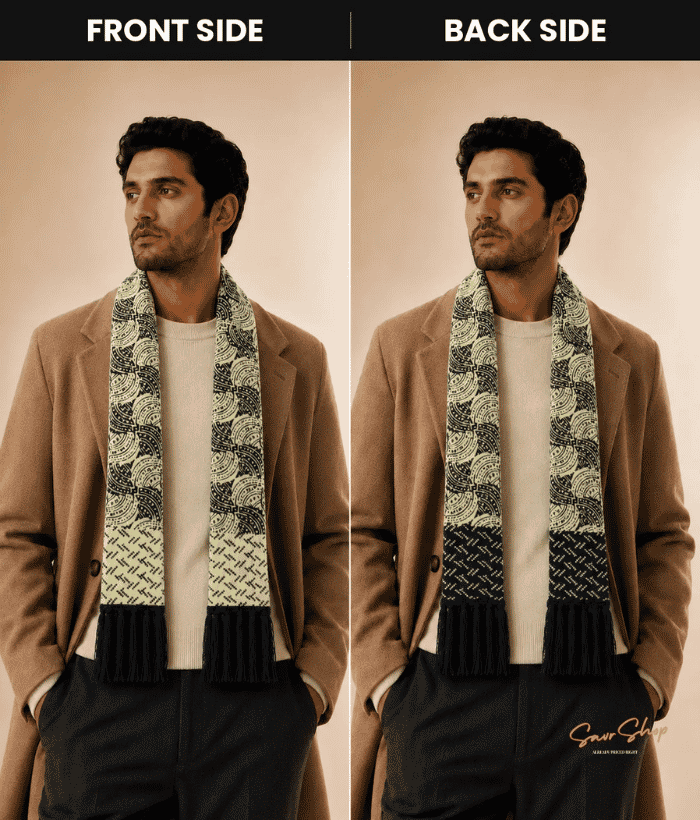 main image semi circle design jacquard men muffler