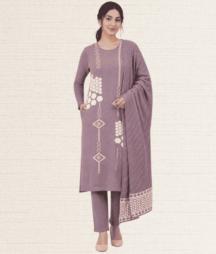 waffle kurti set with dupatta main image 2